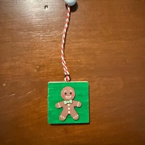 Gingerbread Man Ornament with Green Background handmade